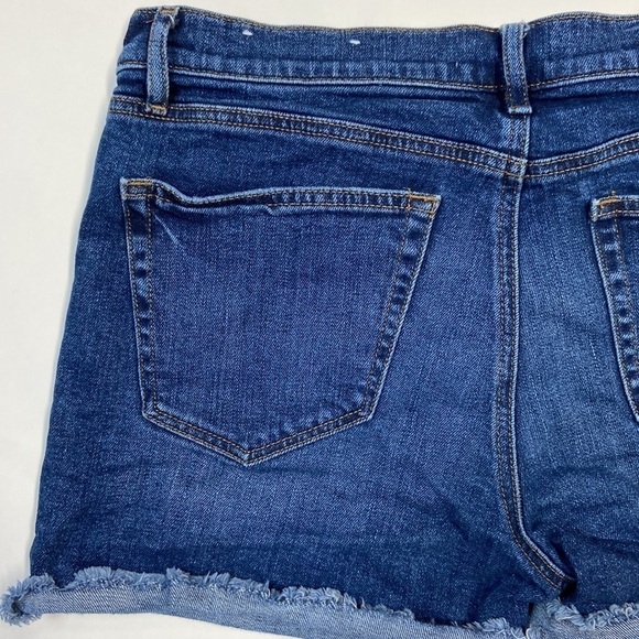 Loft High Rise Shortie Raw Hem Rolled 4 inch inseam denim jean shorts - Picture 11 of 15